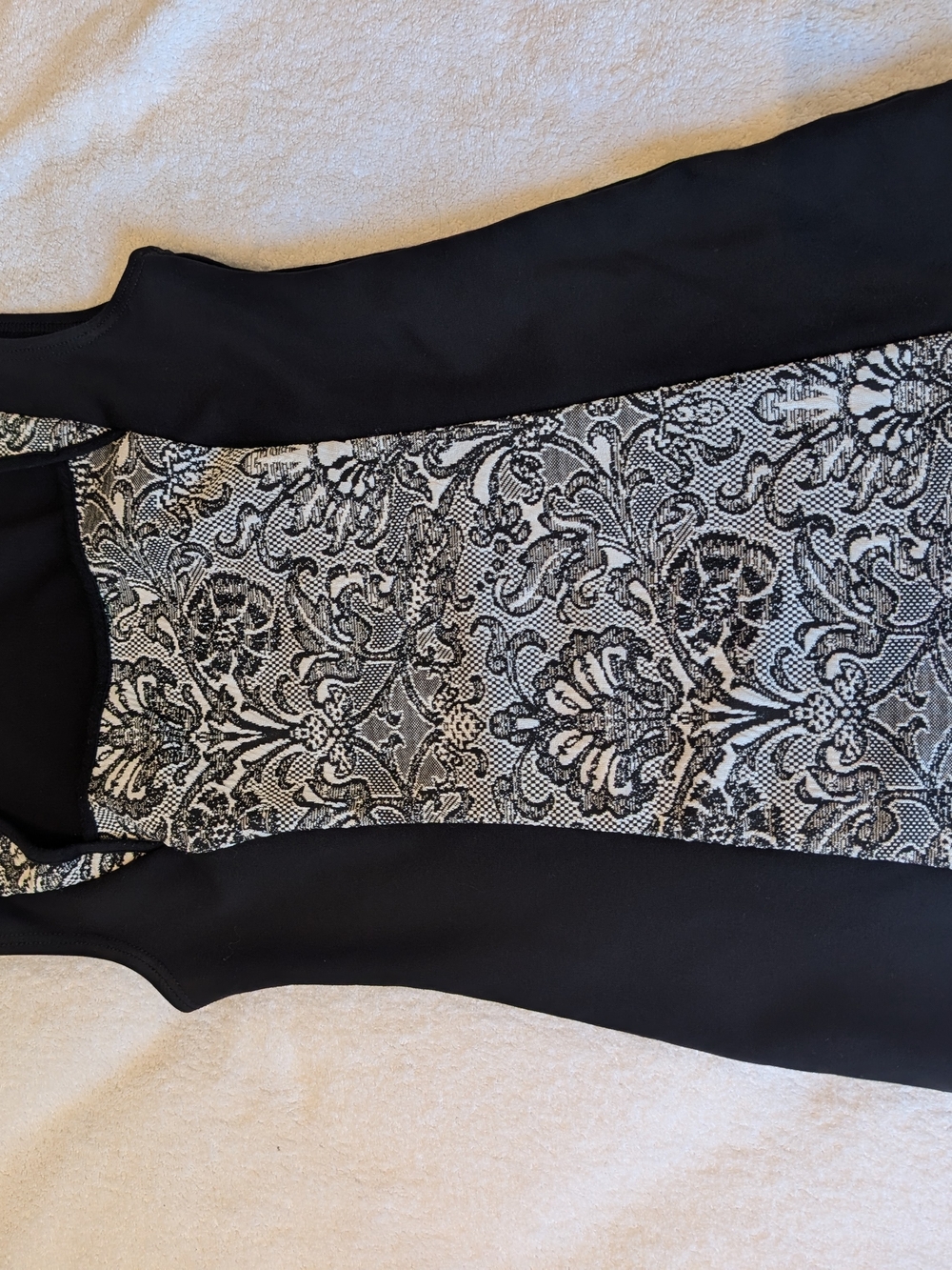 Black and White Lace-Panel Women's Blouse
